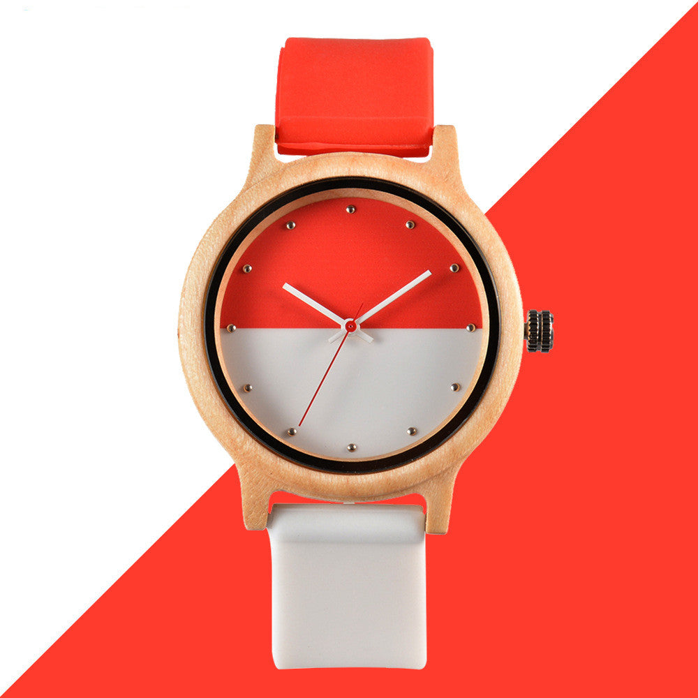 Creative Color Matching Ladies Fashion Trend Quartz Wood Watch