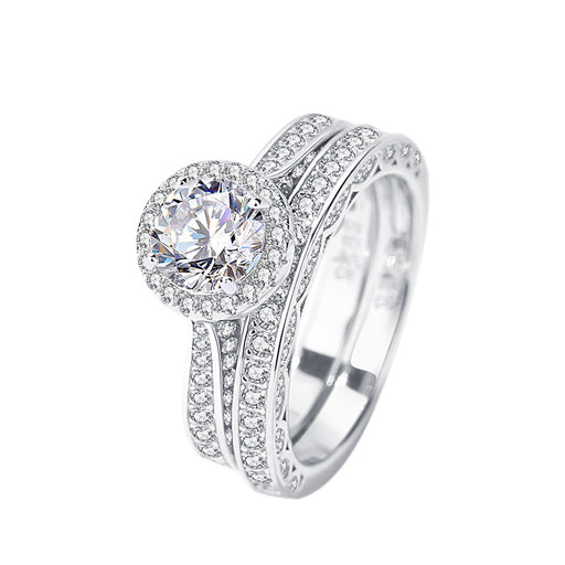 1 karat moissanite ring set, view 3 - MRSLM