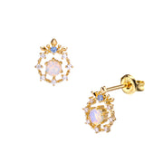 zircon opal ear studs, view 4 - MRSLM