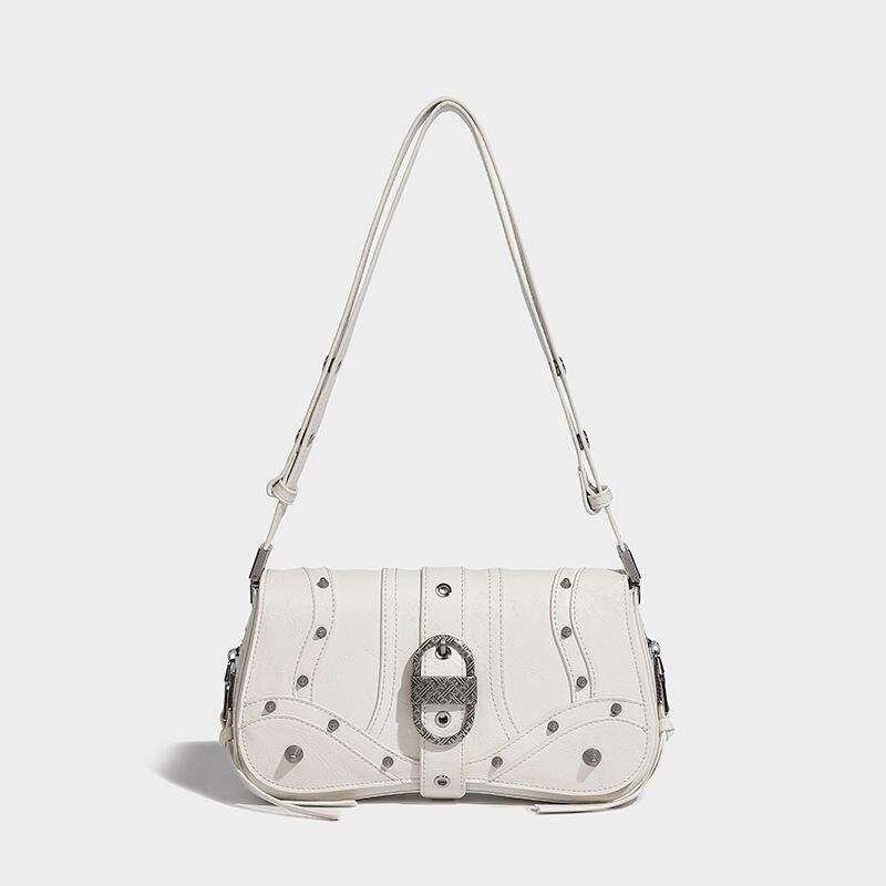 pink PU leather envelope shoulder bag, view 3 - MRSLM