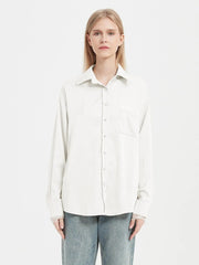 elegant satin long sleeve blouse, view 4 - MRSLM