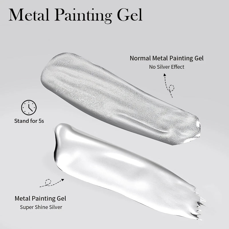 5ml super silver metallic gel nail polish, view 4 - MRSLM