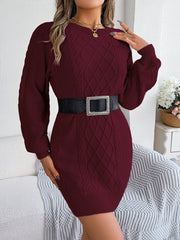 Women's cable knit sweater dress, view 9 - MRSLM