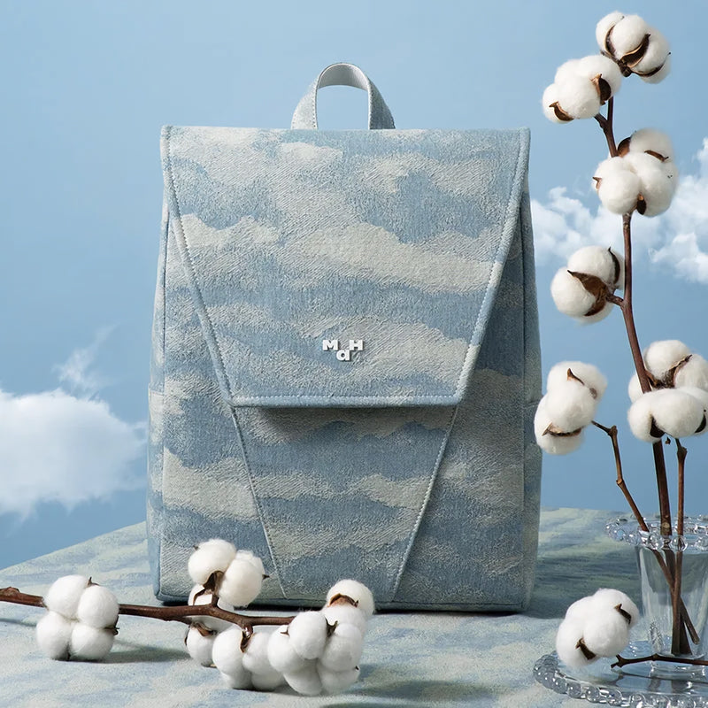 denim jacquard backpack, view 4 - MRSLM