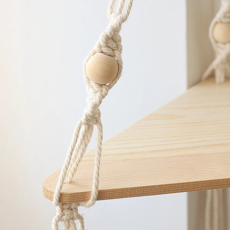 macrame floating shelf, view 7 - MRSLM