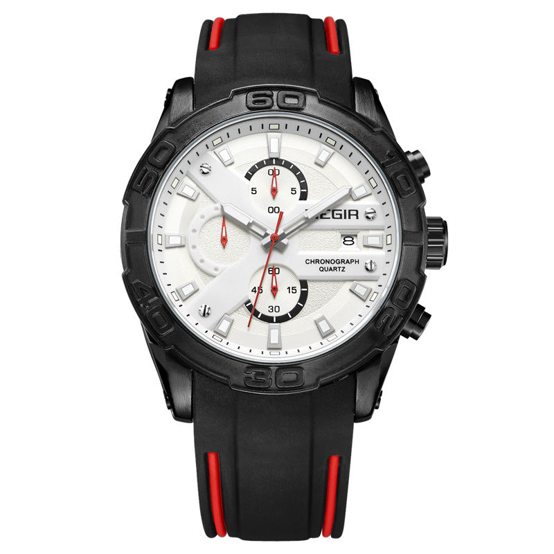 men's silicone strap luminous quartz watch, view 3 - MRSLM