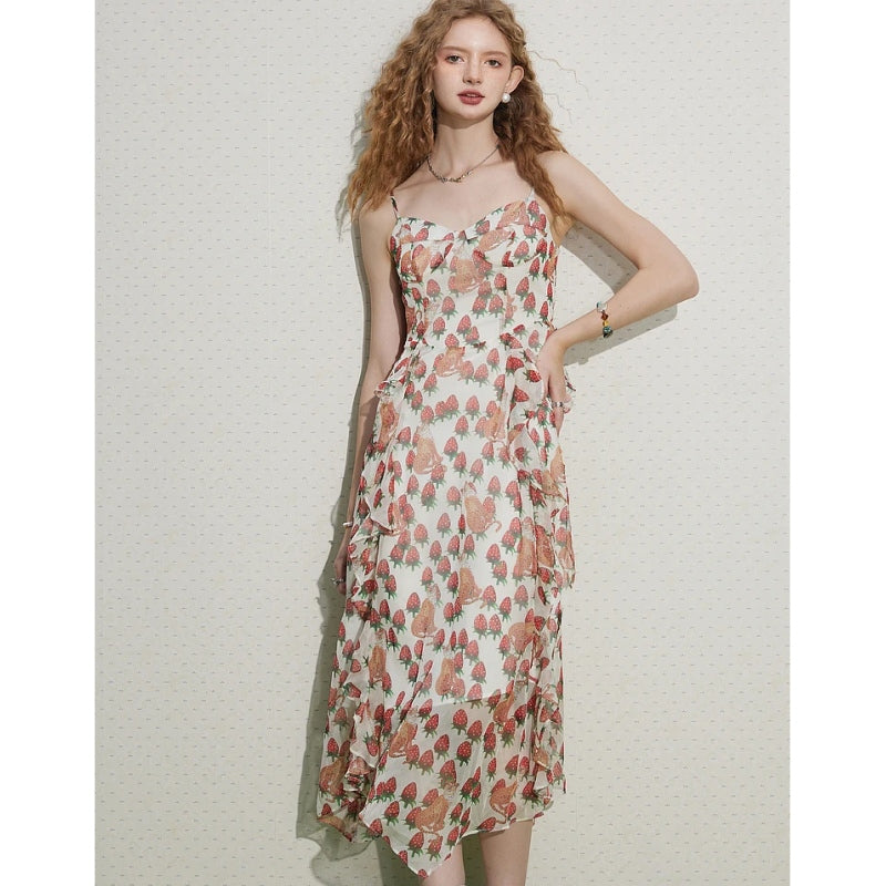 French floral V-neck midi dress, view 2 - MRSLM