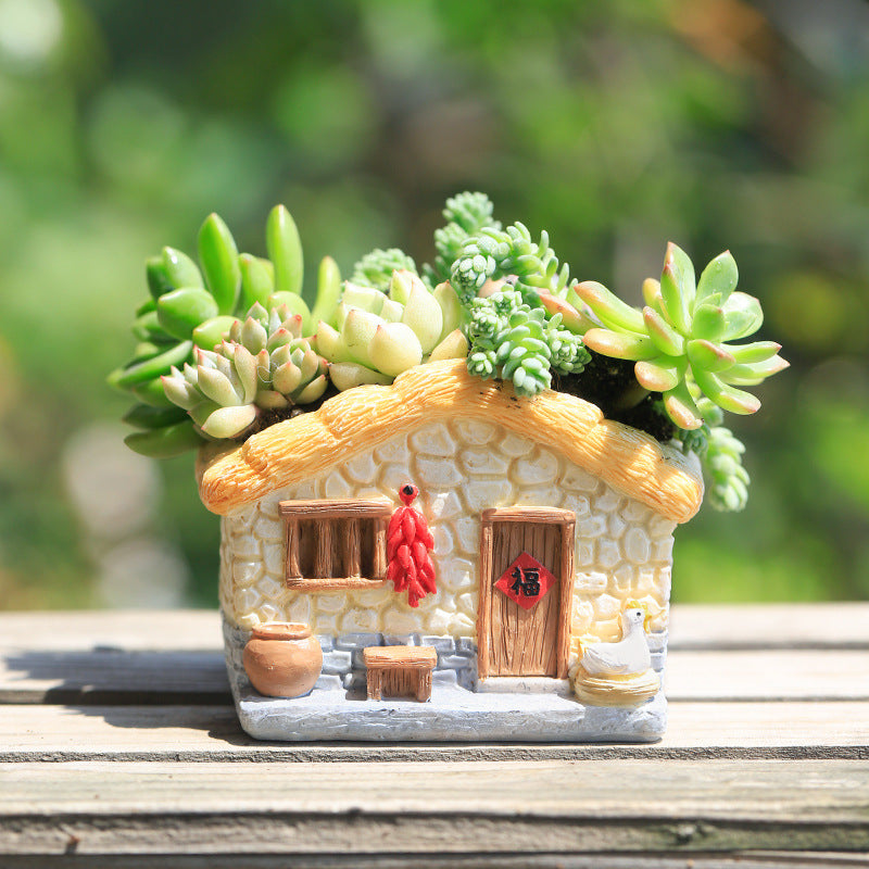 vintage farmhouse resin planter, view 6 - MRSLM