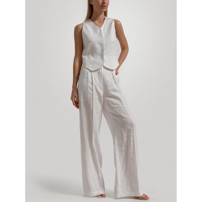 cotton linen summer vest and pants set, view 2 - MRSLM