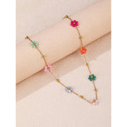 colorful flower beaded steel bracelet, view 4 - MRSLM