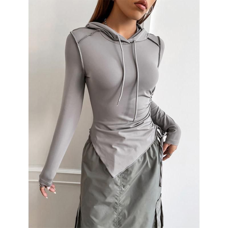 asymmetrical cropped hoodie, view 3 - MRSLM