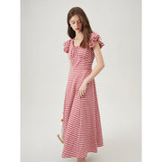 red plaid long summer dress, view 7 - MRSLM