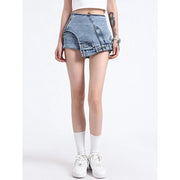 High-waist patchwork denim shorts, view 3 - MRSLM