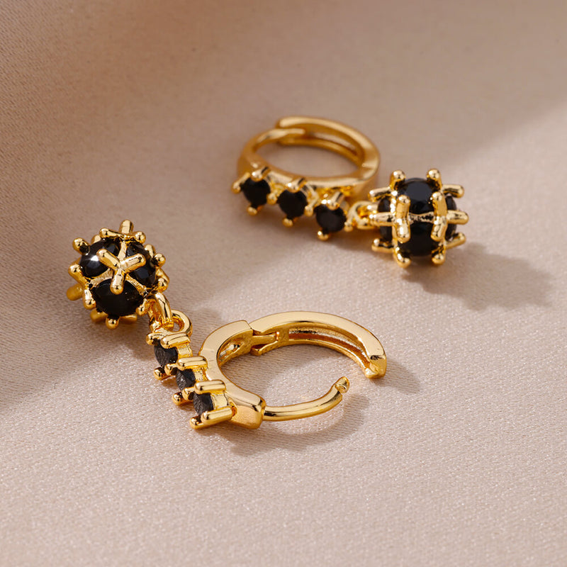 spherical black zircon dangle earrings, view 11 - MRSLM