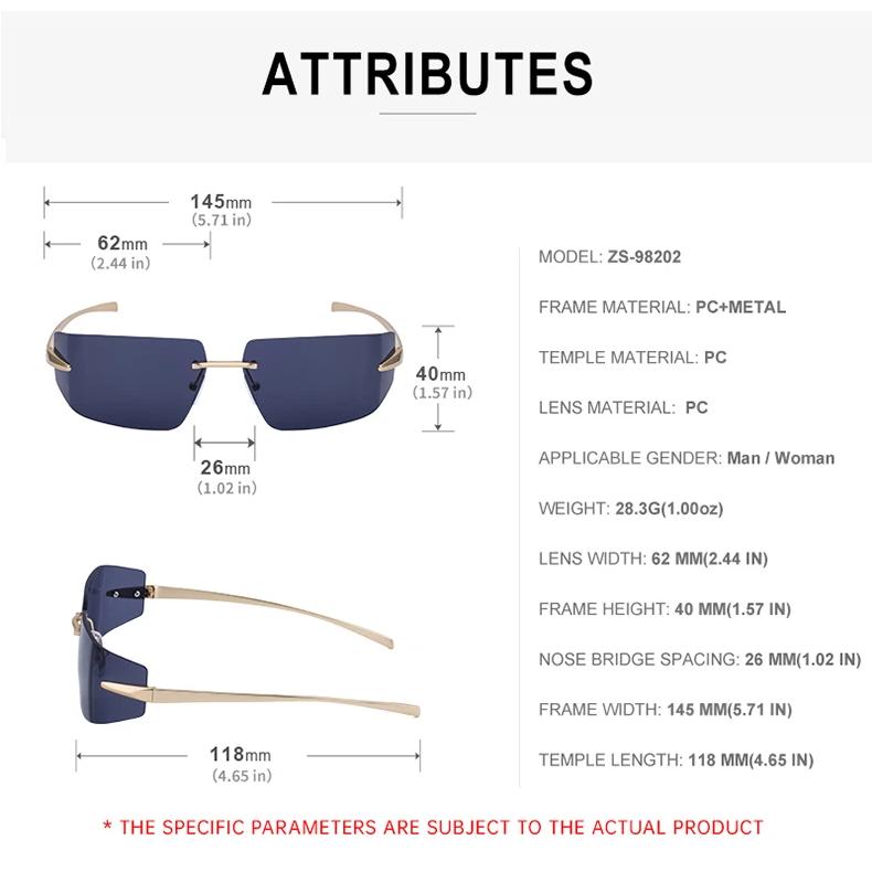 rimless rectangular sunglasses, view 13 - MRSLM