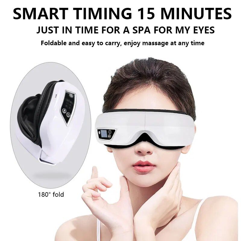 rechargeable eye massager with heat and music, view 3 - MRSLM