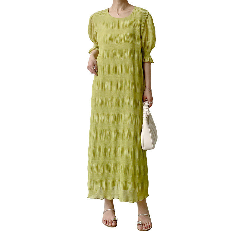 women's pleated texture dress, view 5 - MRSLM