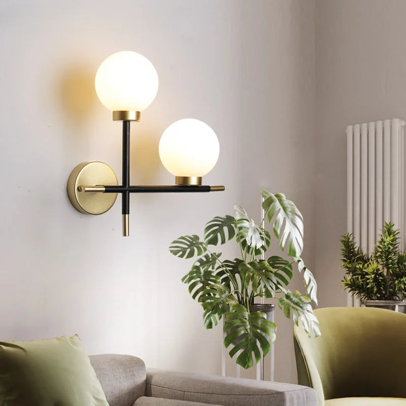 nordic double head led wall sconce, view 5 - MRSLM