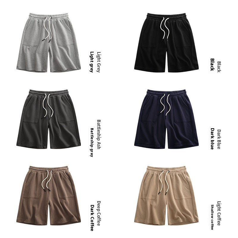 Men's drawstring cotton sports shorts, view 2 - MRSLM