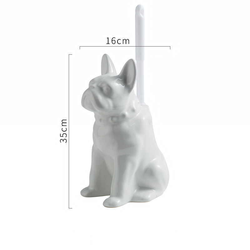 Dog shape toilet brush with ceramic base, view 3 - MRSLM