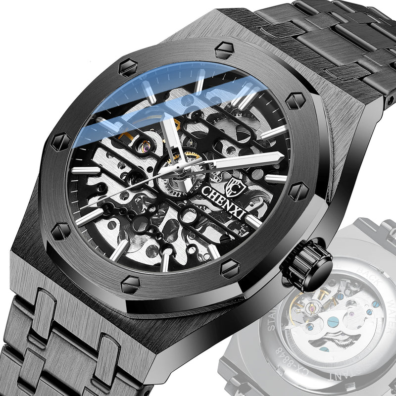 men's octagon skeleton automatic watch - MRSLM