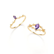 gold tone zircon crown ring, view 2 - MRSLM