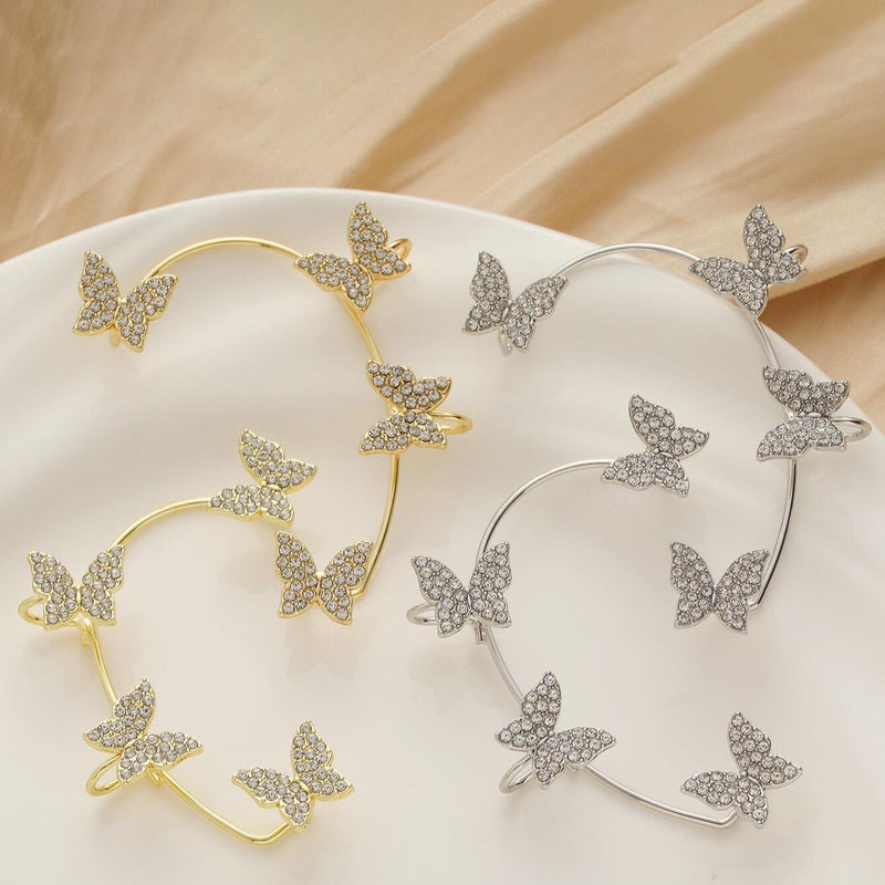crystal butterfly clip earrings, view 6 - MRSLM