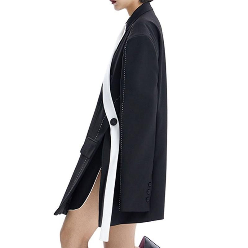 spliced contrast color blazer, view 4 - MRSLM