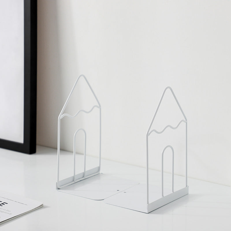 black and white iron bookends, view 4 - MRSLM