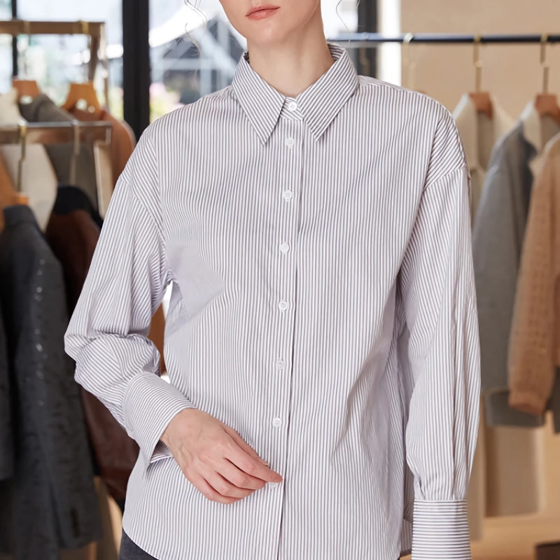 striped long sleeve shirt, view 6 - MRSLM