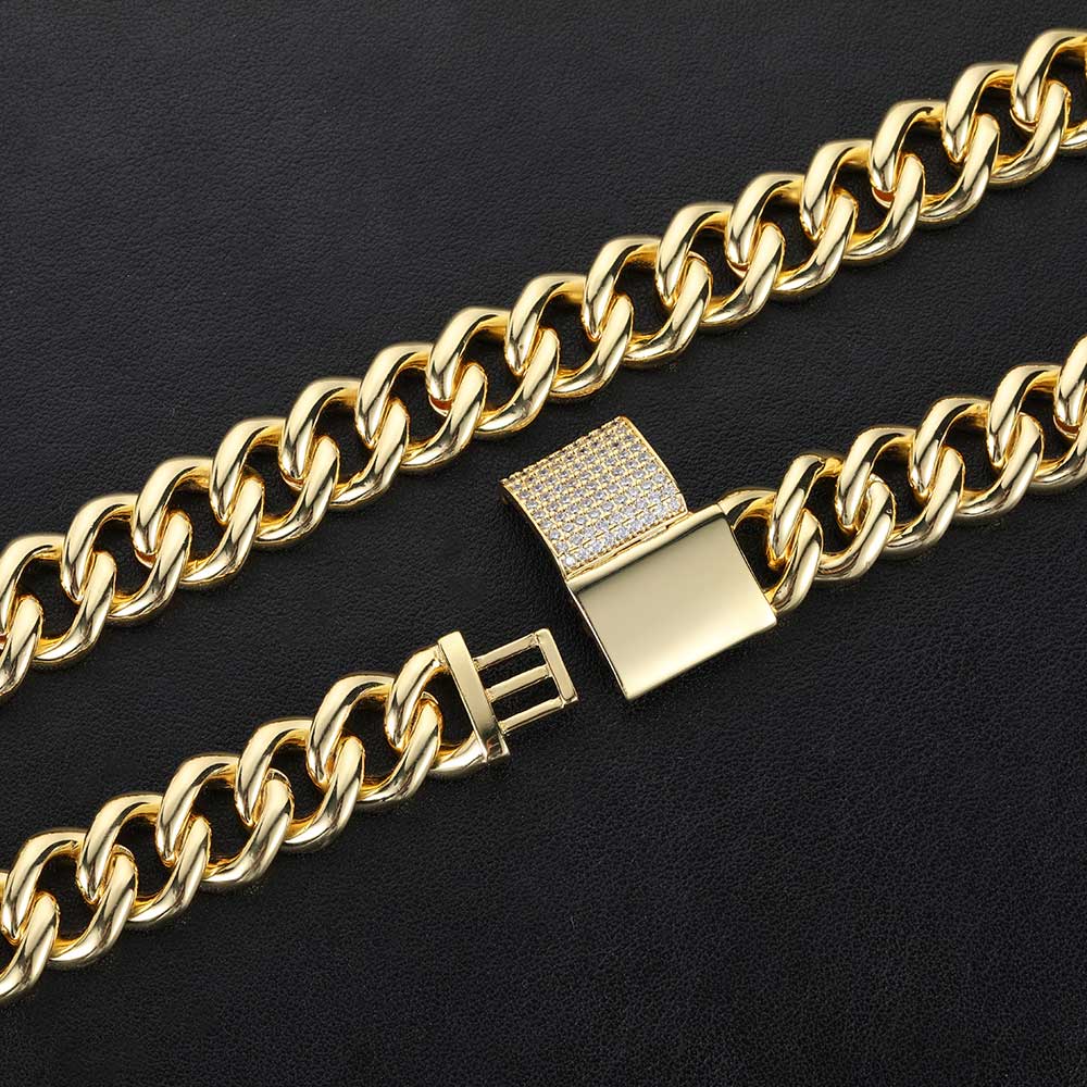 15mm Double Row Full Diamond Cuban Link Zircon Hip Hop Bracelet