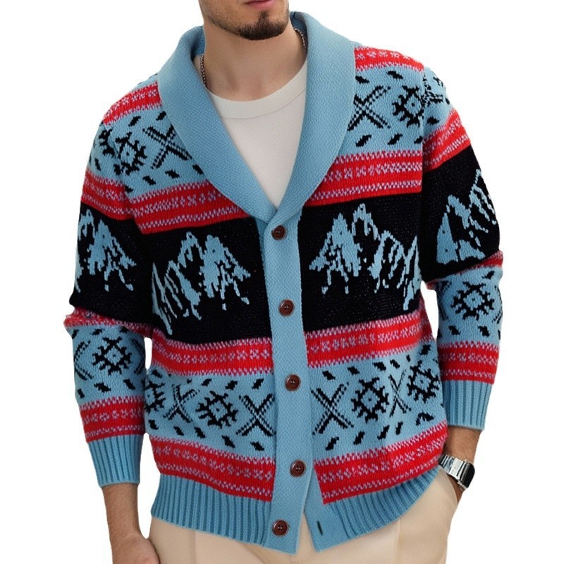 Retro jacquard knitted coat, view 5 - MRSLM