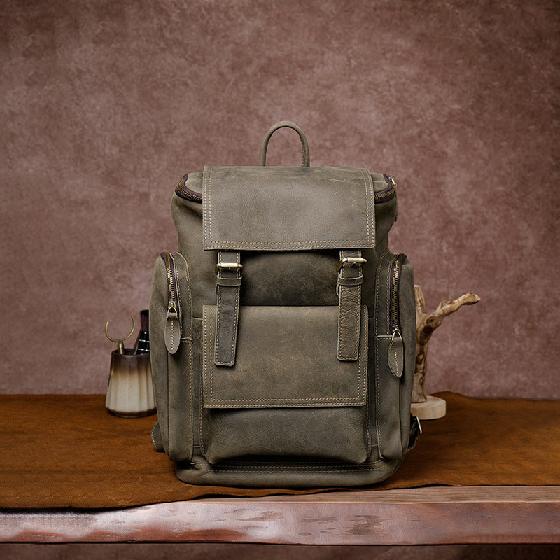 Vintage leather backpack, view 5 - MRSLM