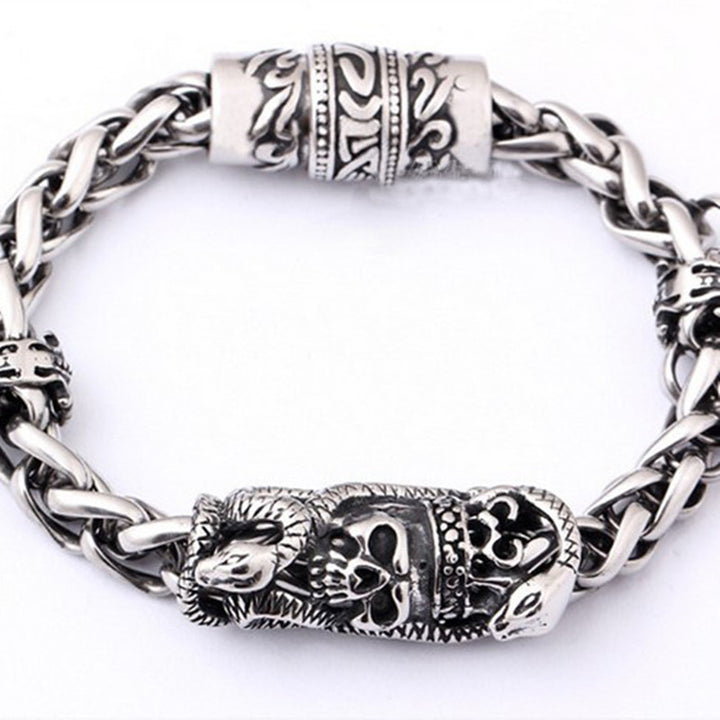 Stainless Steel Personality Magnet Skull Bracelet