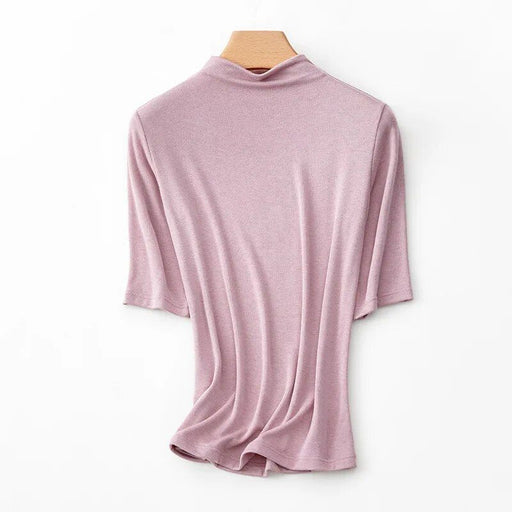 mock neck wool blend t-shirt, view 2 - MRSLM