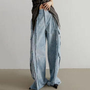 high waist tie dye straight denim pants - MRSLM