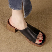 Peep toe leather sandals, view 7 - MRSLM
