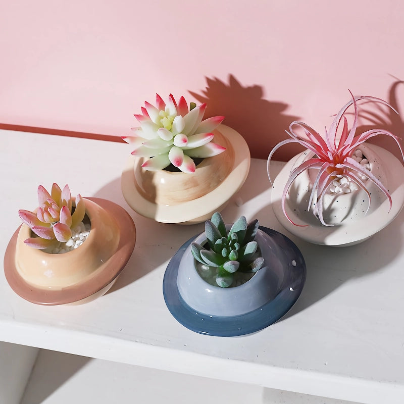 Mini planet shape ceramic succulent flower pot, view 7 - MRSLM