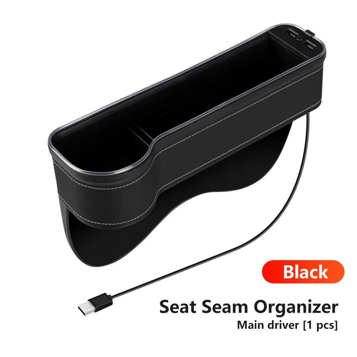 LED Illuminated Car Seat Gap Organizer with Dual USB Charger