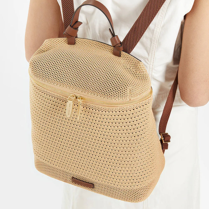woven hollow-out denim backpack, view 10 - MRSLM