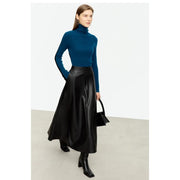 PU leather A-line midi skirt, view 7 - MRSLM