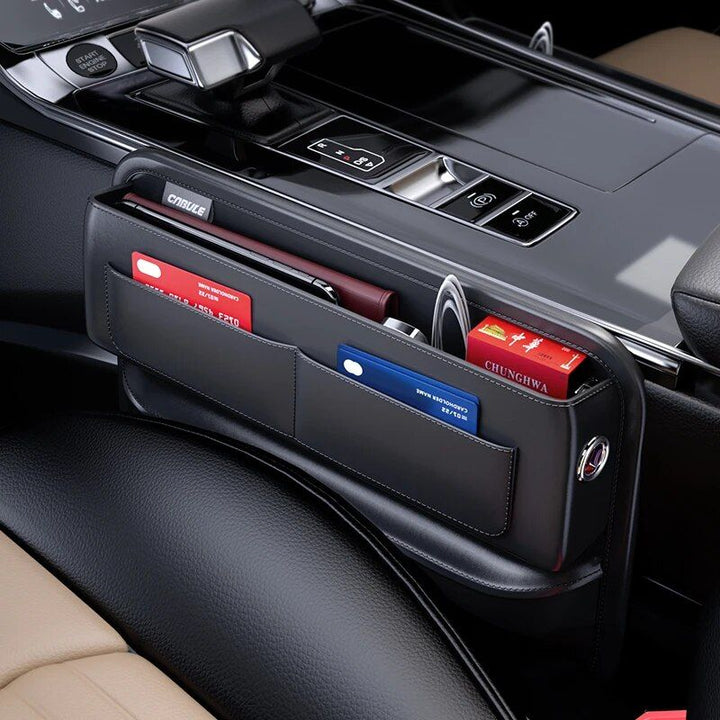 Luxury Leather Car Seat Gap Organizer - Sleek Console Side Pocket Storage