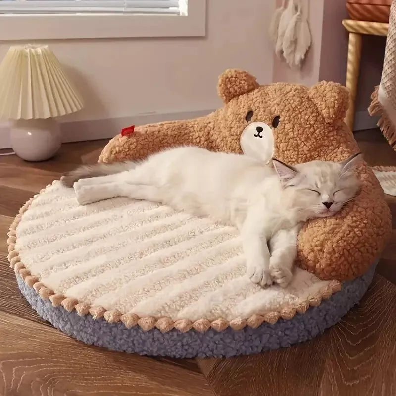 cozy bear-shaped cat sofa mat, view 5 - MRSLM