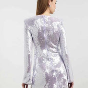 purple sequin mini dress, view 6 - MRSLM
