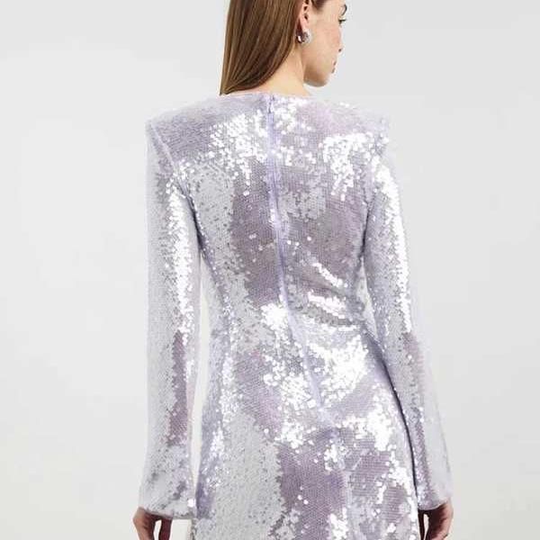 purple sequin mini dress, view 6 - MRSLM
