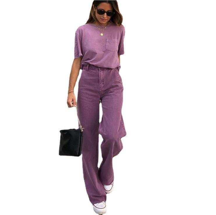Women's wide-leg flared loose jeans, view 2 - MRSLM