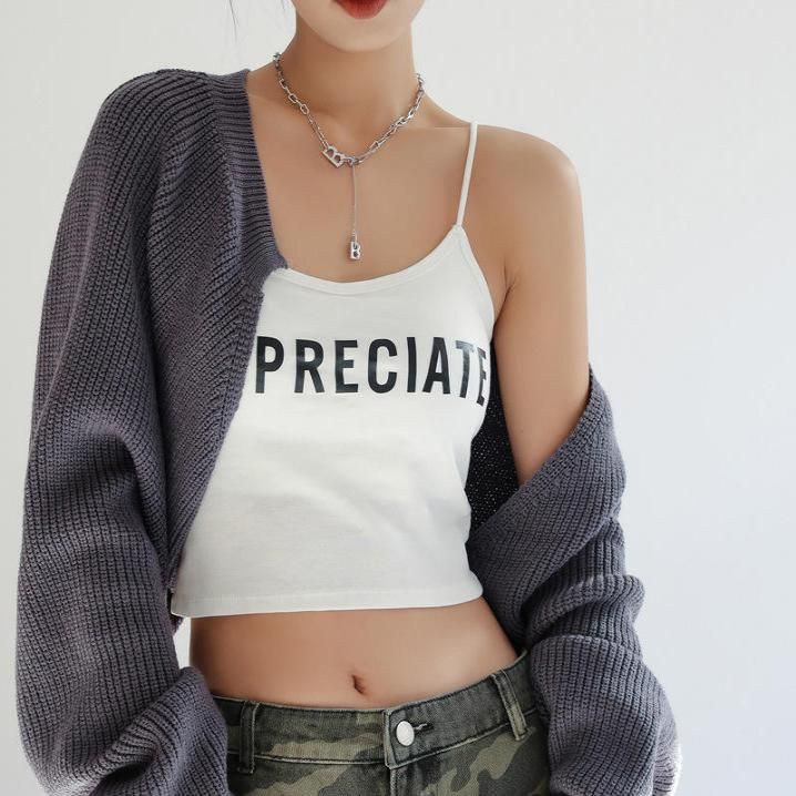 letter print cami top, view 4 - MRSLM