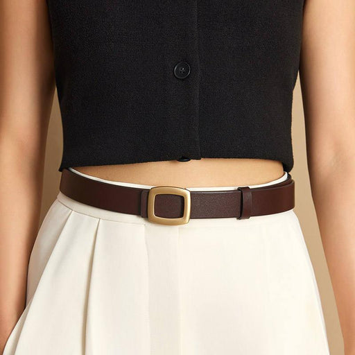 genuine cow leather belt square buckle - MRSLM