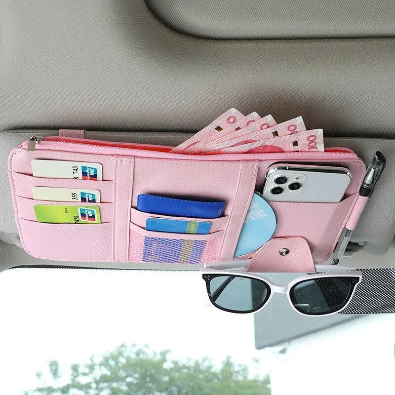 Multi-Pocket Car Sun Visor Organizer with Pen Holder