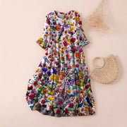 Round neck plus size long dress, view 3 - MRSLM